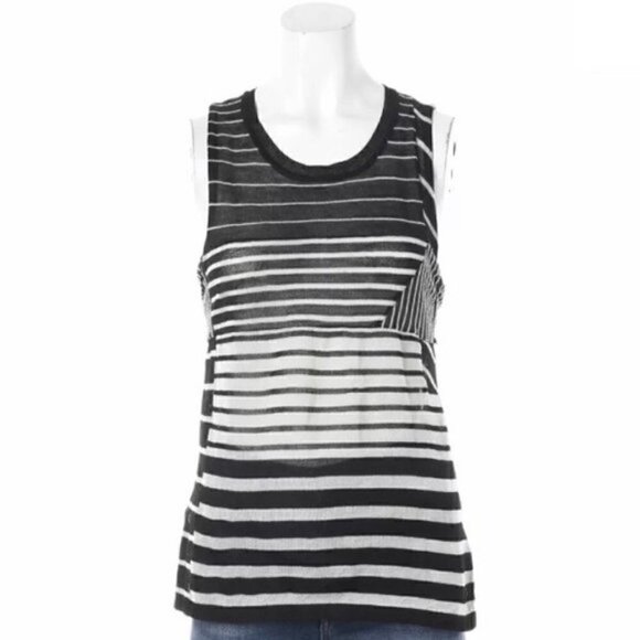 3.1 Phillip Lim Tank M Asymmetrical Striped Tie Back Wool Luxury Sheer - Picture 4 of 12